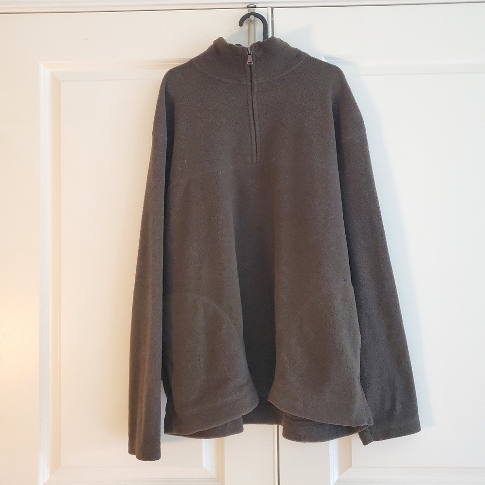 St. John's Bay Men's Brown Half-Zip Fleece, Size L Tall, Great for Cool Days!